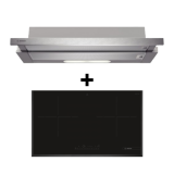 (BUNDLE)BOSCH DHI923GSG Telescopic Cooker Hood(90cm) + BOSCH PMI82560VN Induction hob (78 cm)